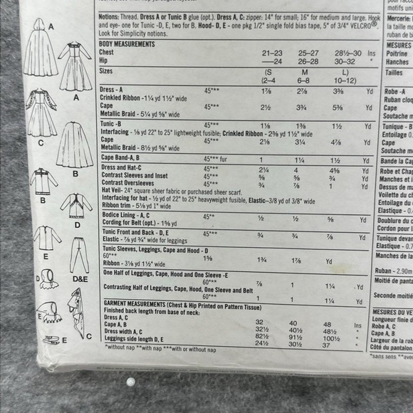 NEW Simplicity Sewing Pattern Childrens S M L Medieval Costume DIY Craft - Picture 4 of 5